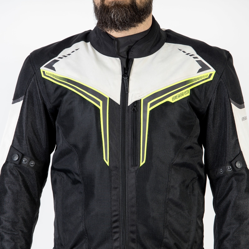 Jachetă de motocicletă Ozone Flow negru-gri-gri-galben-fluo lichidare