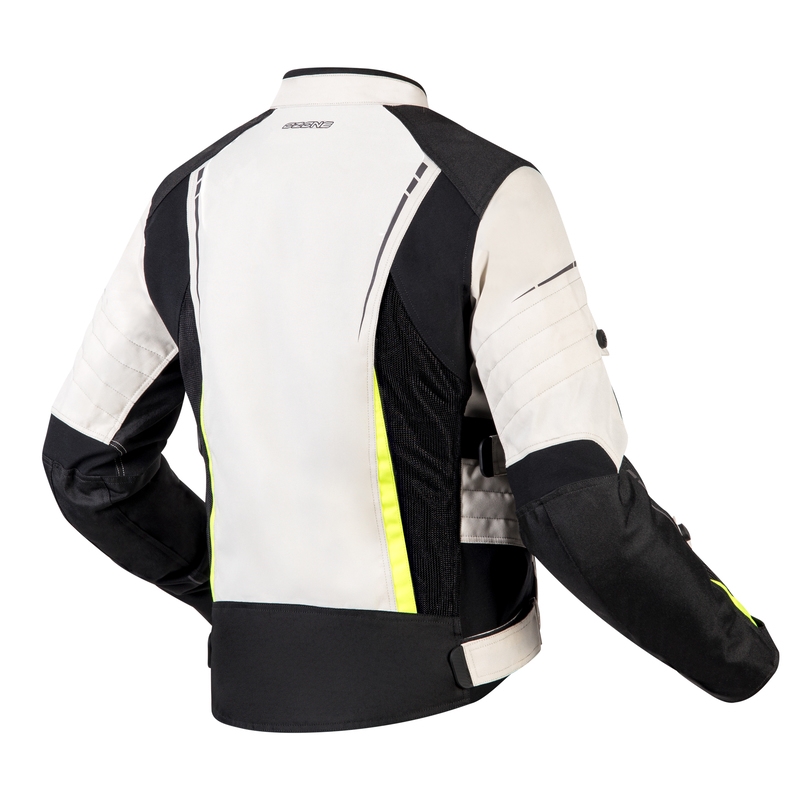 Geaca de motocicletă pentru femei Ozone Flow Black-Gray-Fluo Yellow lichidare