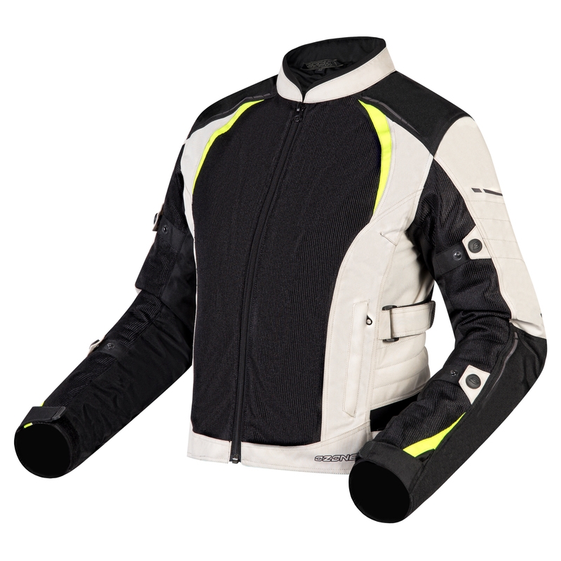 Geaca de motocicletă pentru femei Ozone Flow Black-Gray-Fluo Yellow lichidare