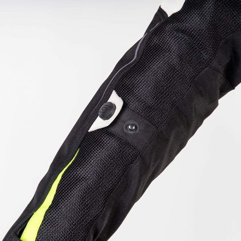 Geaca de motocicletă pentru femei Ozone Flow Black-Gray-Fluo Yellow lichidare