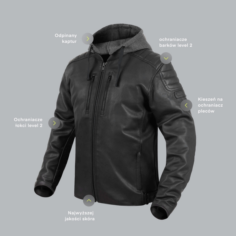 Rebelhorn Impala jachetă de motocicletă negru perforat negru