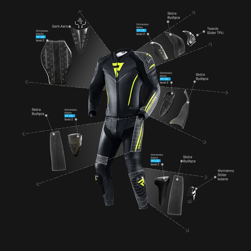 Pantaloni de motocicletă Rebelhorn Fighter negru-galben-fluo lichidare