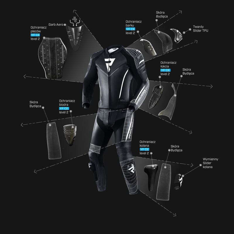 Rebelhorn Luptător negru și alb Pantaloni de motocicletă Rebelhorn Fighter negru și alb lichidare