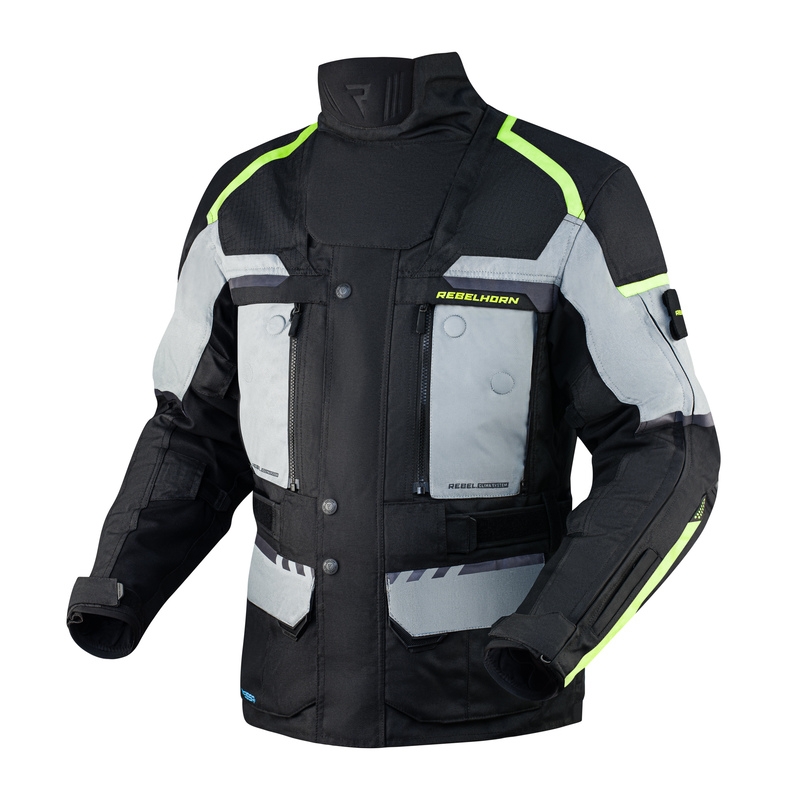 Rebelhorn Cubby IV negru-gri-fluo-galben jachetă de motocicletă negru-gri-fluo-galben lichidare