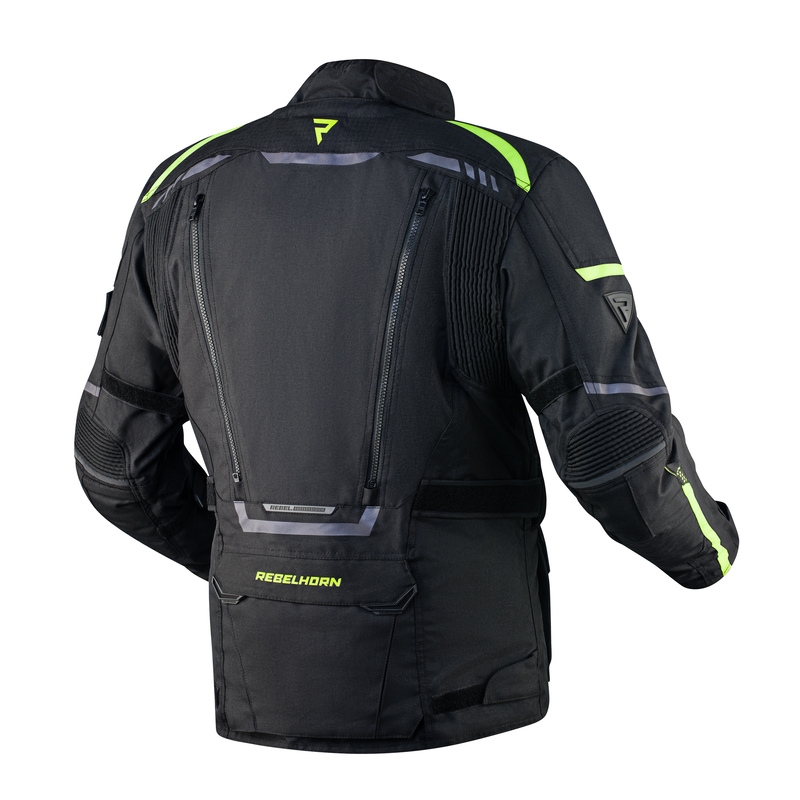 Jachetă pentru motociclete Rebelhorn Cubby IV negru-fluo-galben