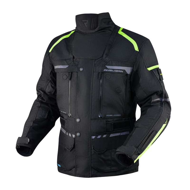 Jachetă pentru motociclete Rebelhorn Cubby IV negru-fluo-galben