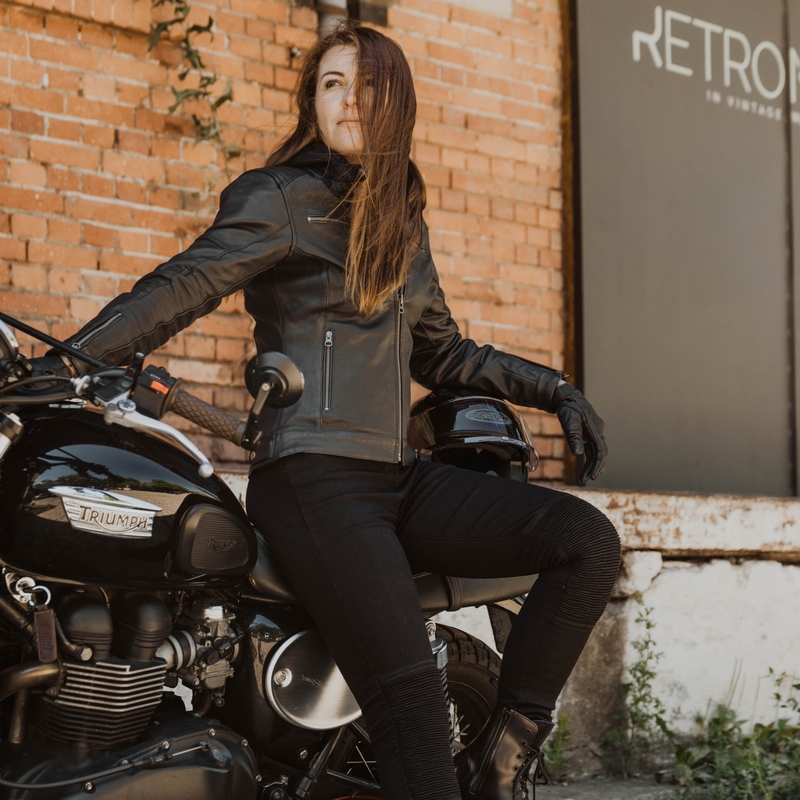 Jachetă de motocicletă pentru femei Ozone Striker Negru