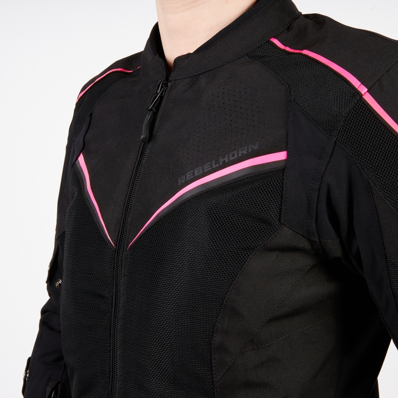 Jachetă de motocicletă Rebelhorn Hiflow IV Black-Fluo Pink pentru femei lichidare