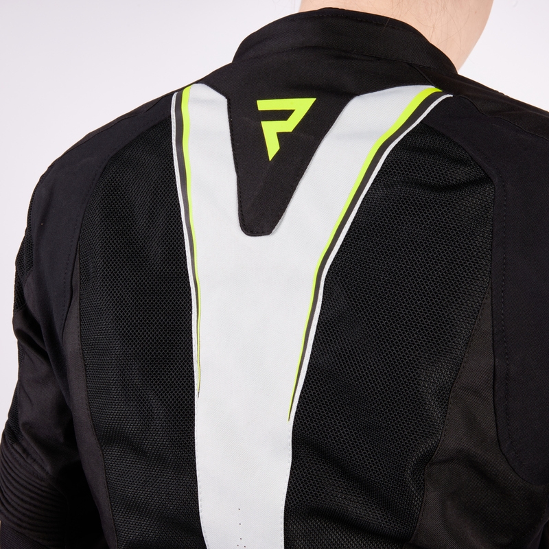 Jachetă de motocicletă pentru femei Rebelhorn Hiflow IV Black-Silver-Fluo Yellow lichidare