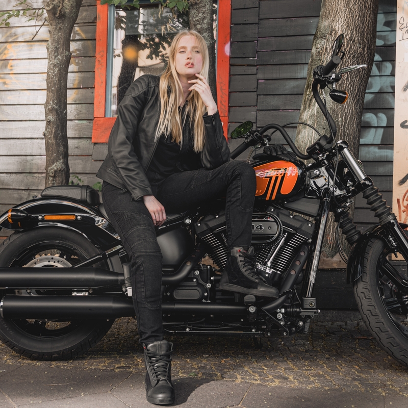 Blugi pentru femei Rebelhorn Vandal Black Motorcycle Jeans