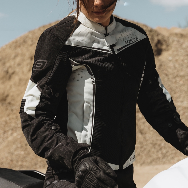 Geaca de motociclete Ozone Jet II pentru femei, gri și negru lichidare