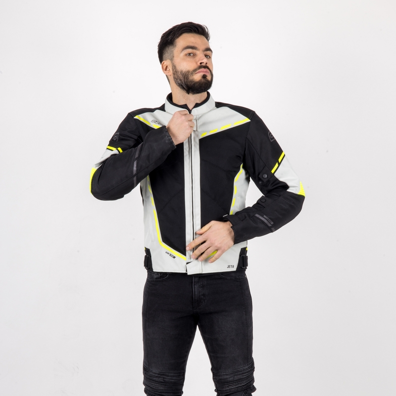 Geacă moto Ozone Jet II gri-negru-galben-fluo lichidare