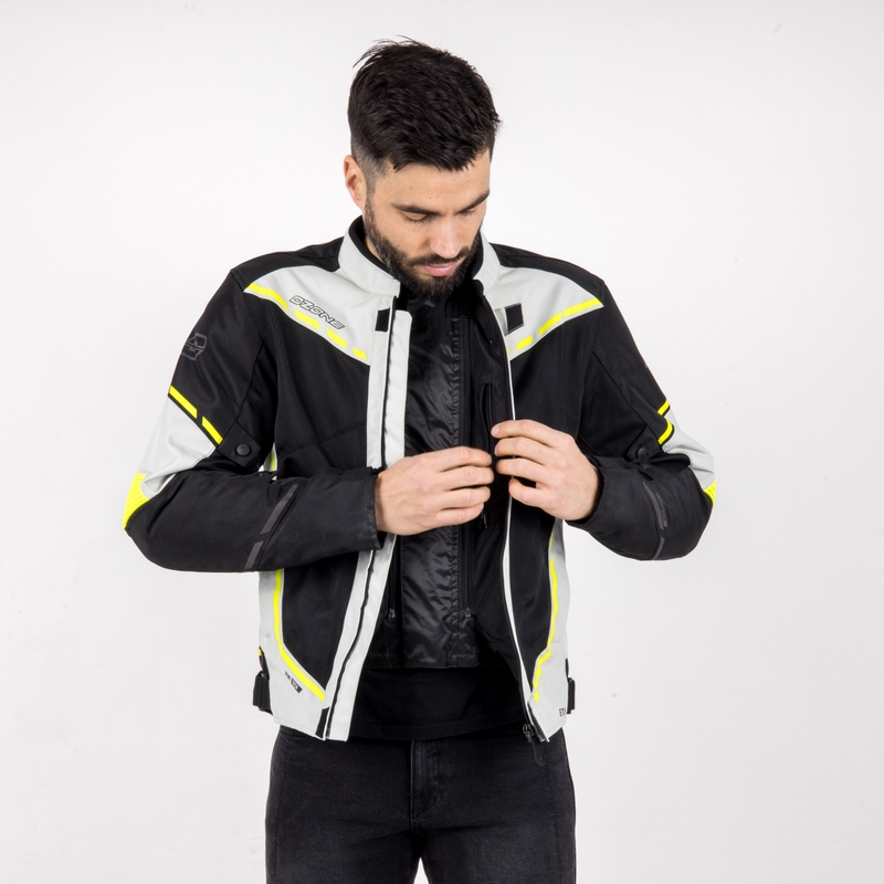 Geacă moto Ozone Jet II gri-negru-galben-fluo lichidare