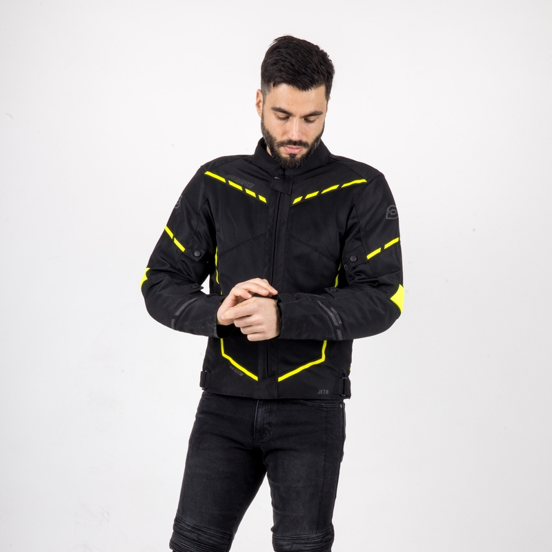 Geacă moto Ozone Jet II negru-galben-fluo lichidare