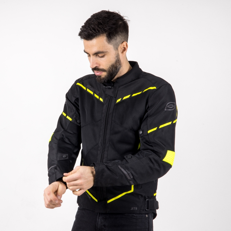 Geacă moto Ozone Jet II negru-galben-fluo lichidare