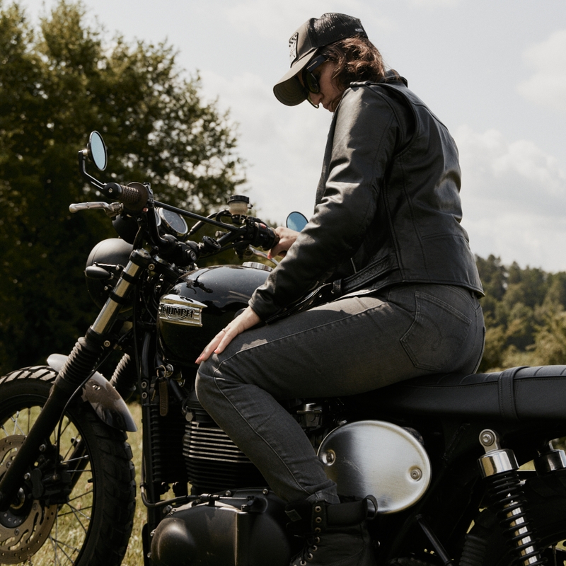 Blugi pentru femei Ozone Striker SF Grey Motorcycle Jeans