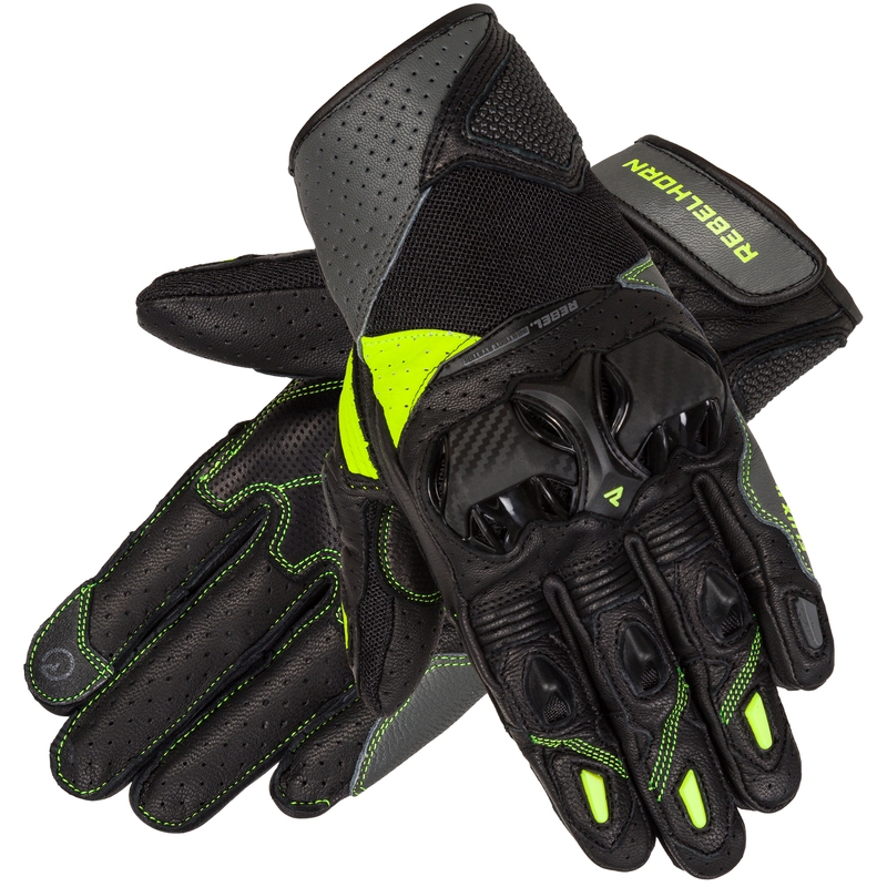 Mănuși de motocicletă Rebelhorn Flux II negru-fluo-galben lichidare