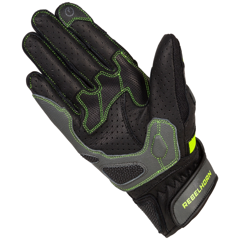 Mănuși de motocicletă Rebelhorn Flux II negru-fluo-galben lichidare