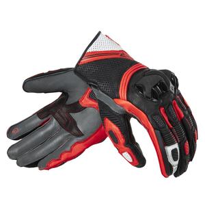 Mănuși de motocicletă Rebelhorn ST Short negru-gri-fluo roșu
