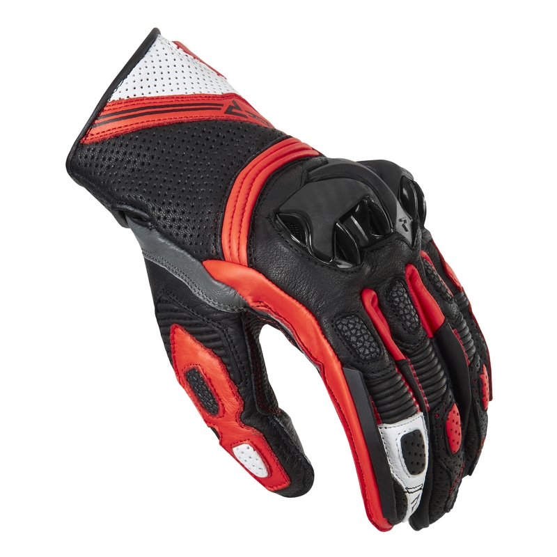 Mănuși de motocicletă Rebelhorn ST Short negru-gri-fluo roșu