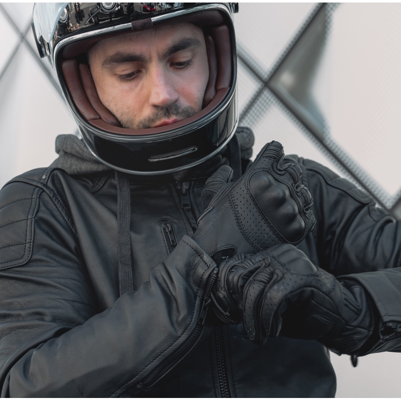Mănuși de motocicletă Rebelhorn Thug II negru perforat