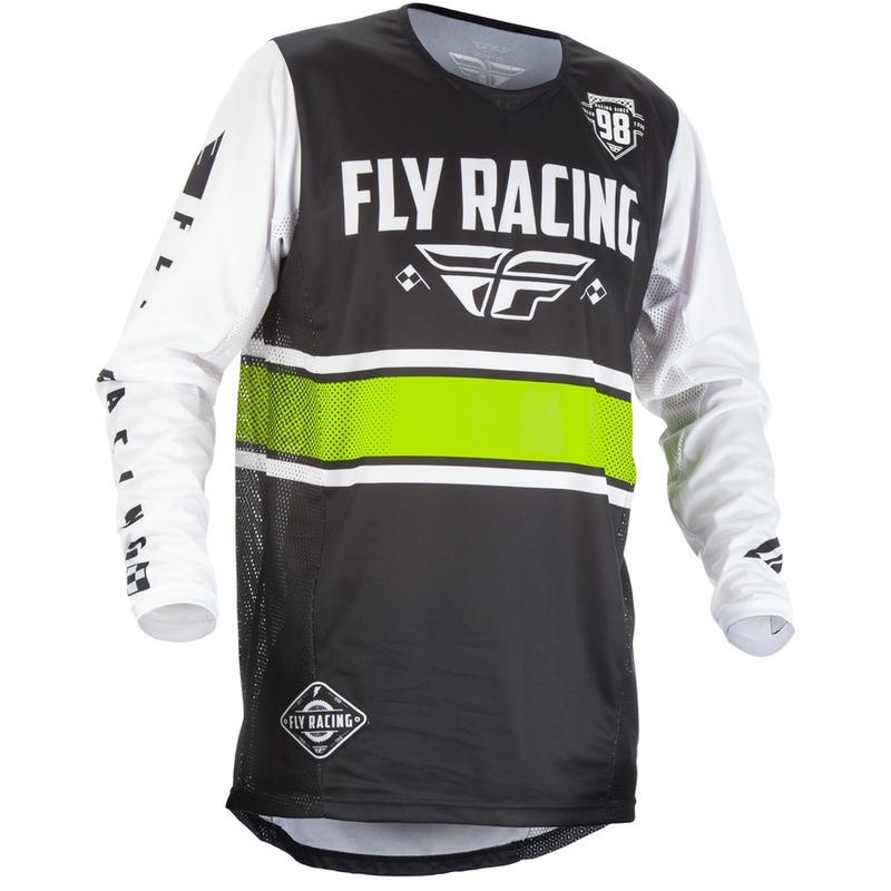 Tricou de motocros FLY Racing Kinetic ERA 2018 - SUA alb-negru