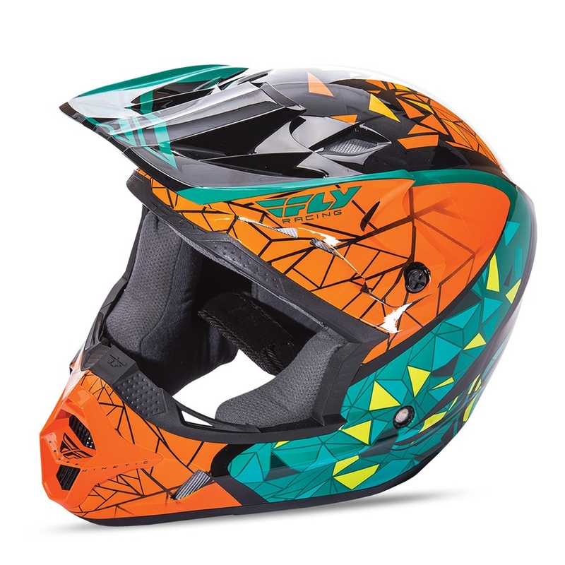 Cască de motocros FLY Racing Kinetic CRUX - USA portocaliu-turcoaz-negru
