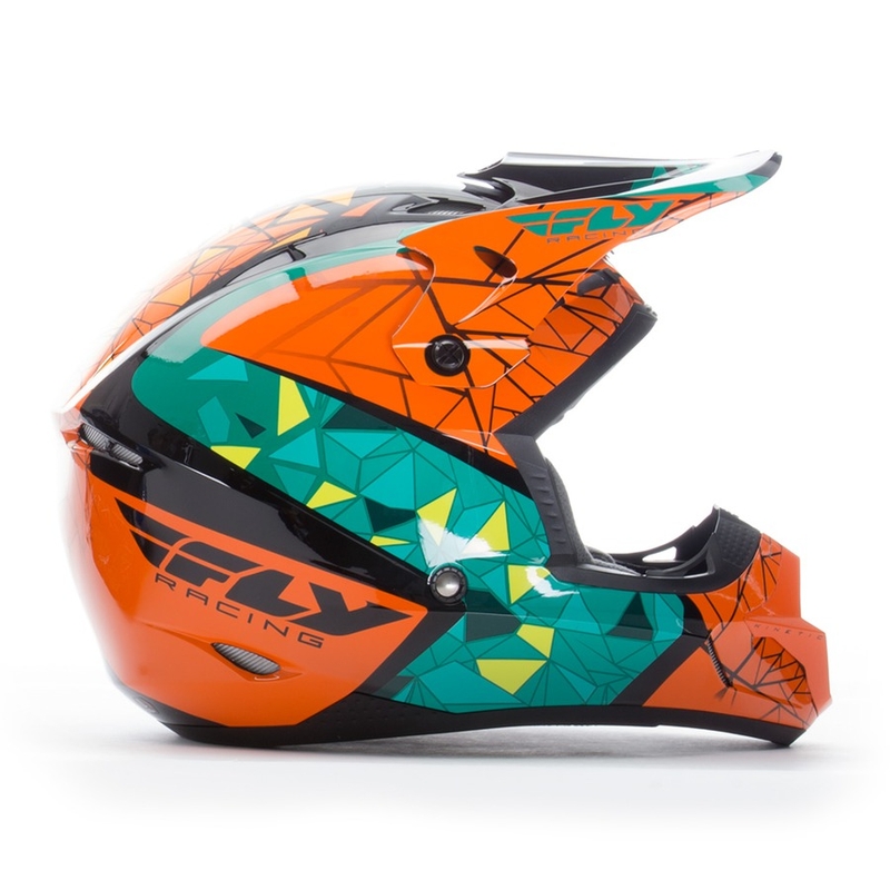 Cască de motocros FLY Racing Kinetic CRUX - USA portocaliu-turcoaz-negru