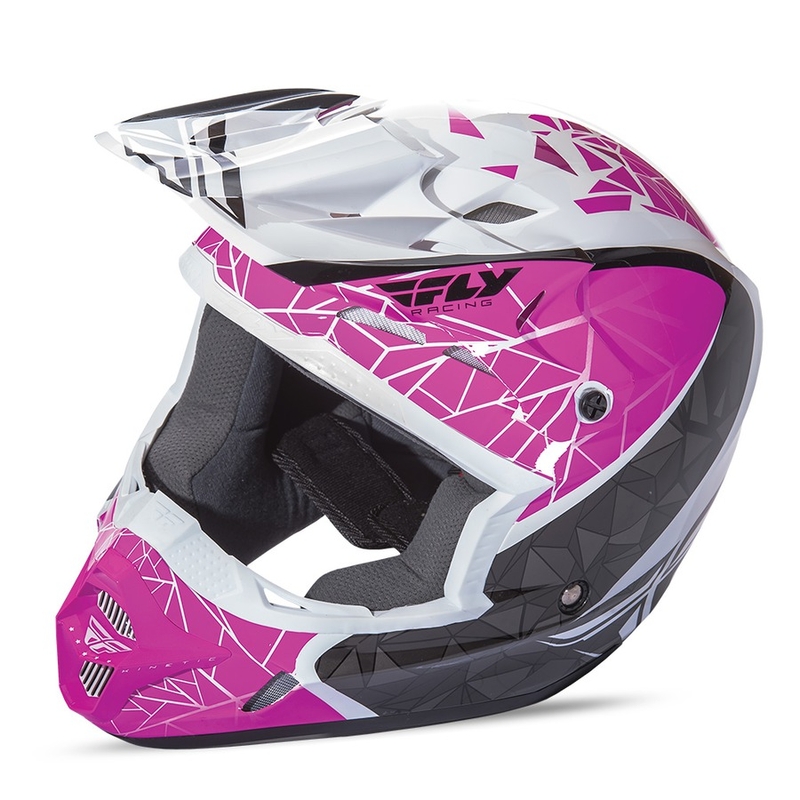 Cască de motocros FLY Racing Kinetic CRUX - USA roz-negru-alb