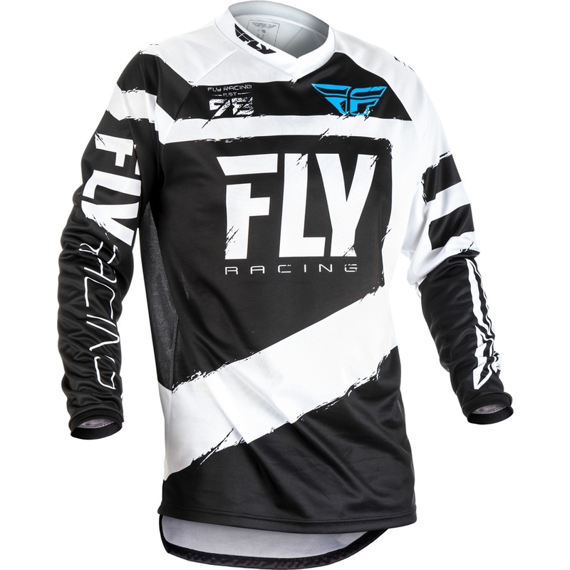 Tricou motocross FLY Racing F-16 2018 - SUA alb-negru și alb