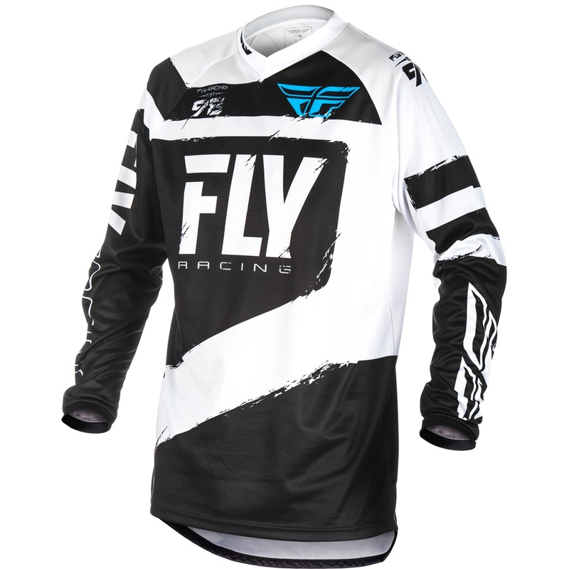 Tricou motocross FLY Racing F-16 2018 - SUA alb-negru și alb