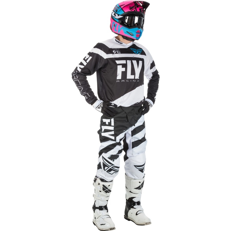Tricou motocross FLY Racing F-16 2018 - SUA alb-negru și alb