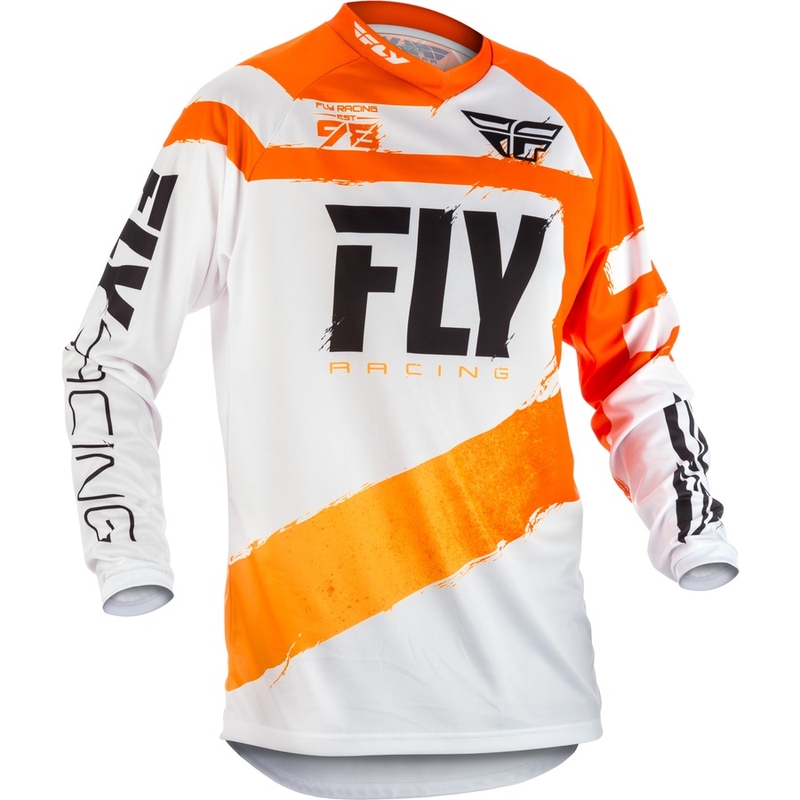 Tricou de motocross FLY Racing F-16 2018 - USA portocaliu și alb