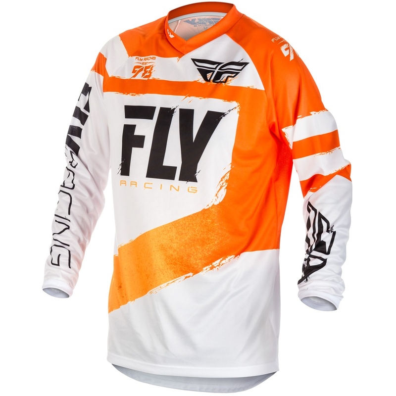 Tricou de motocross FLY Racing F-16 2018 - USA portocaliu și alb