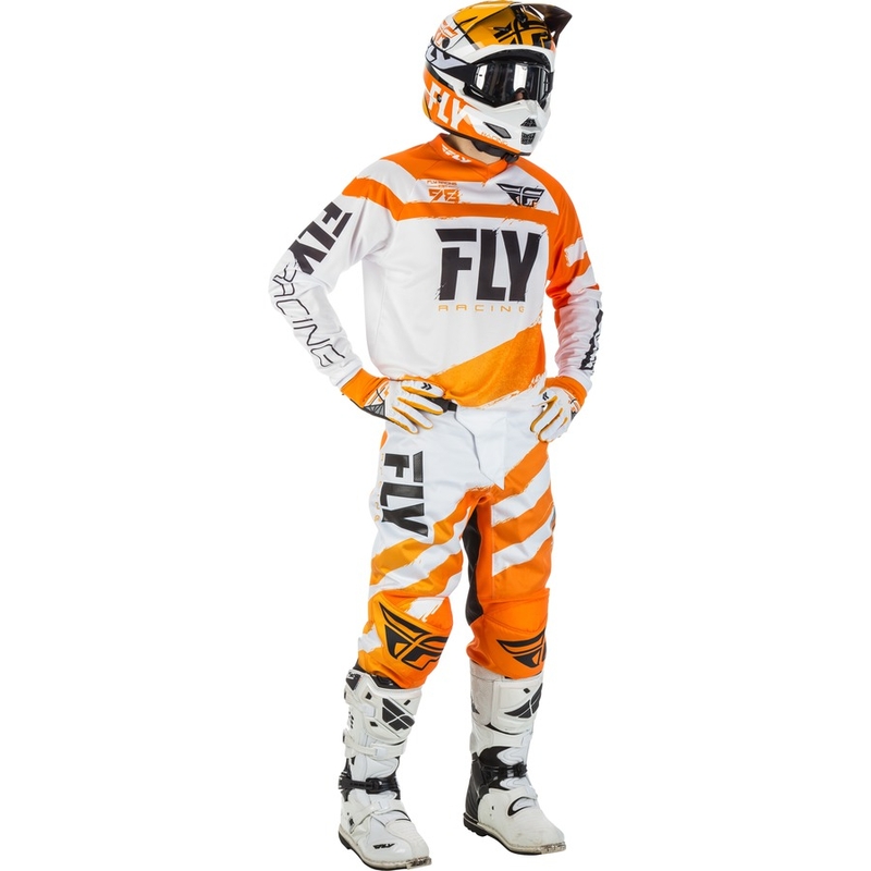 Tricou de motocross FLY Racing F-16 2018 - USA portocaliu și alb