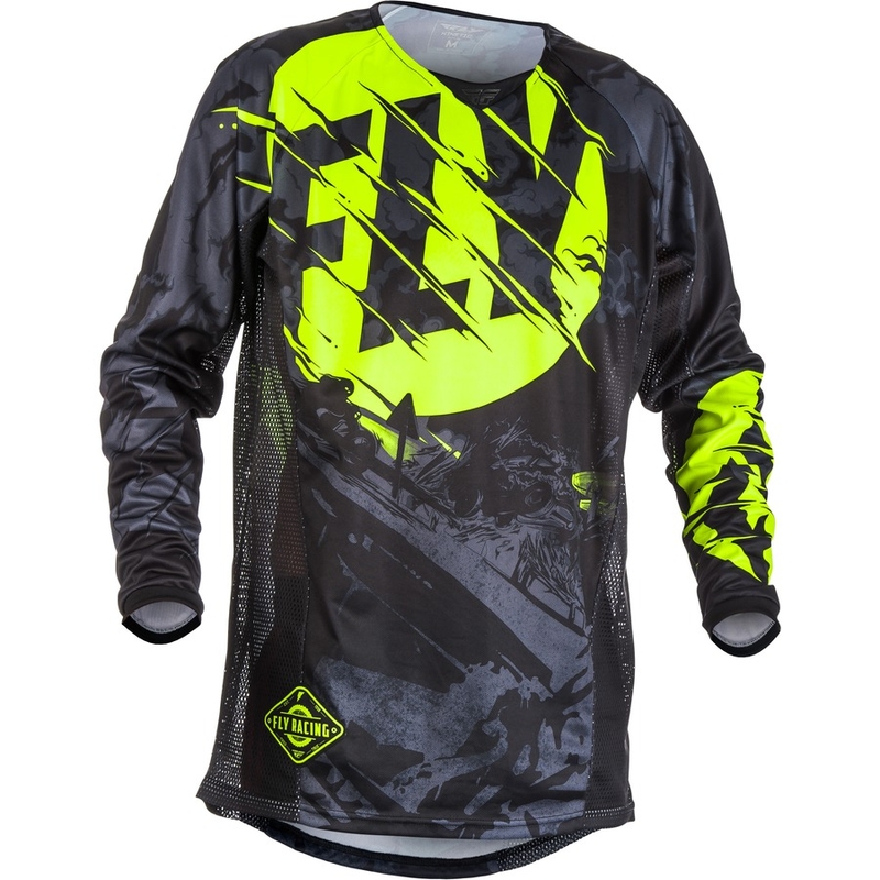 Tricou de motocros FLY Racing Kinetic OUTLAW 2018 - SUA negru-fluo galben
