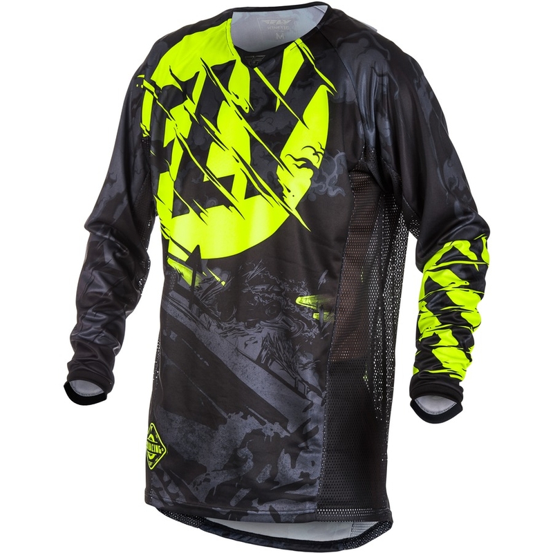 Tricou de motocros FLY Racing Kinetic OUTLAW 2018 - SUA negru-fluo galben