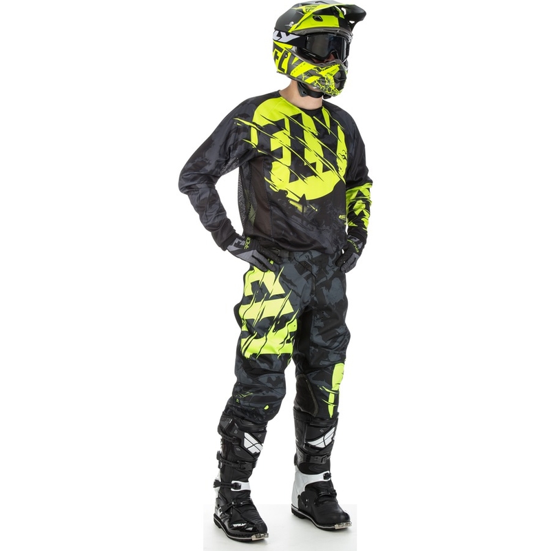 Tricou de motocros FLY Racing Kinetic OUTLAW 2018 - SUA negru-fluo galben