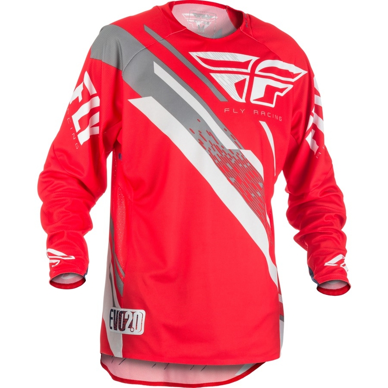 Tricou de motocros FLY Racing EVO 2018 - USA roșu-gri-alb