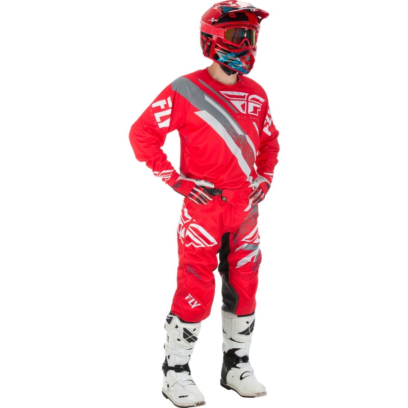 Tricou de motocros FLY Racing EVO 2018 - USA roșu-gri-alb