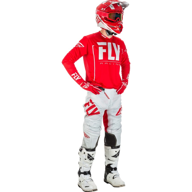 Tricou de motocros FLY Racing LITE 2018 - SUA roșu și alb