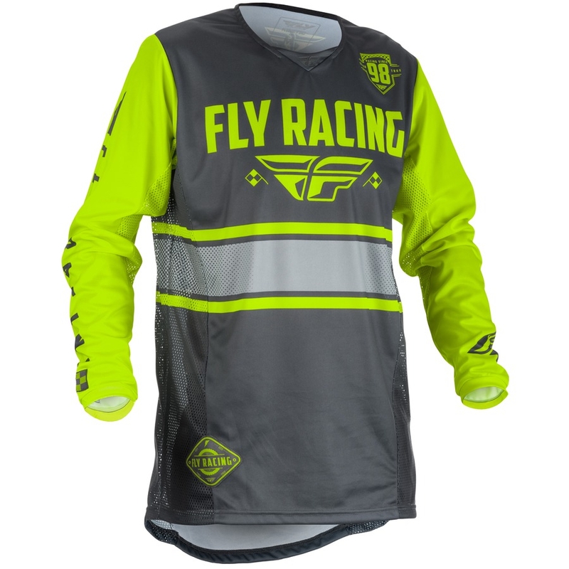 Tricoul de motocross pentru copii FLY Racing Kinetic ERA 2018 - SUA gri-galben-fluo
