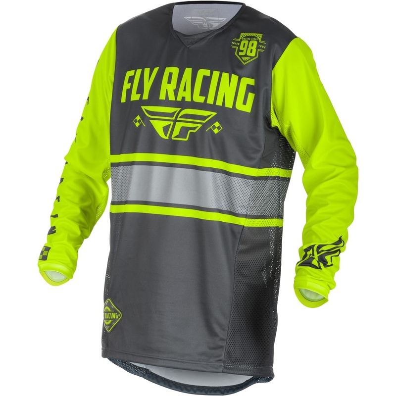 Tricoul de motocross pentru copii FLY Racing Kinetic ERA 2018 - SUA gri-galben-fluo