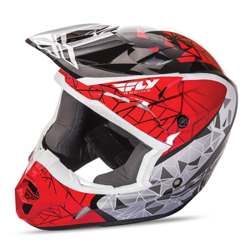 Casca de motocross pentru copii FLY Racing Kinetic CRUX - USA roșu-alb-negru lichidare