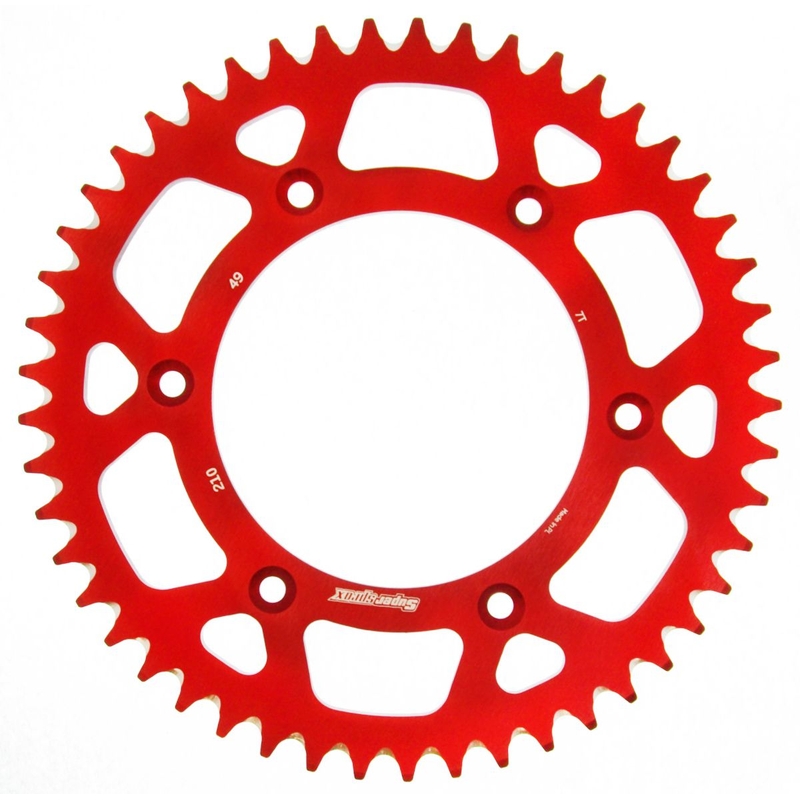 Rear ALU sprocket SUPERSPROX Rosu 49T, 520