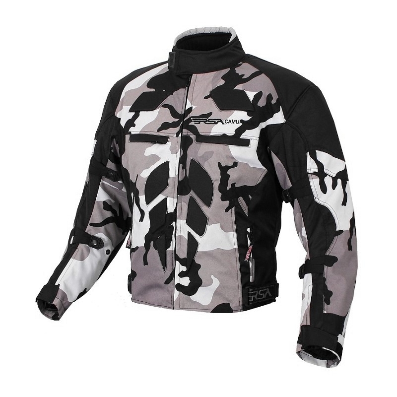 Jachetă pentru motociclete RSA Camuflaj gri - calitate II