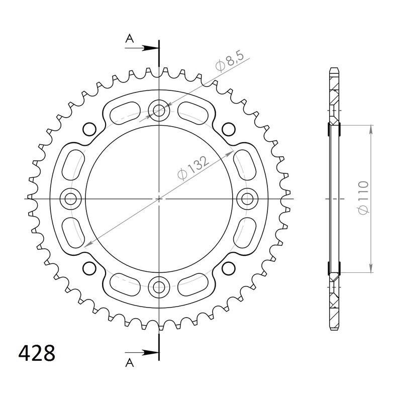 Rear sprocket SUPERSPROX STEALTH auriu 46T, 428
