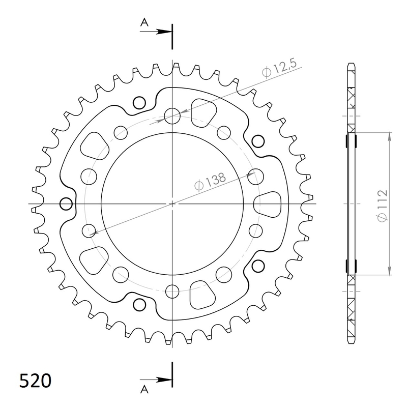Rear sprocket SUPERSPROX STEALTH auriu 43T, 520