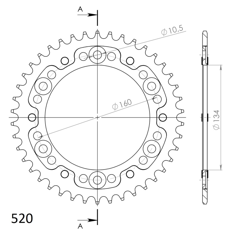 Rear sprocket SUPERSPROX STEALTH auriu 42T, 520