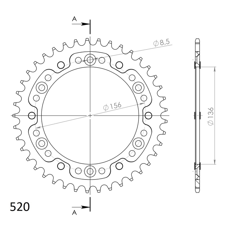 Rear sprocket SUPERSPROX STEALTH auriu 41T, 520